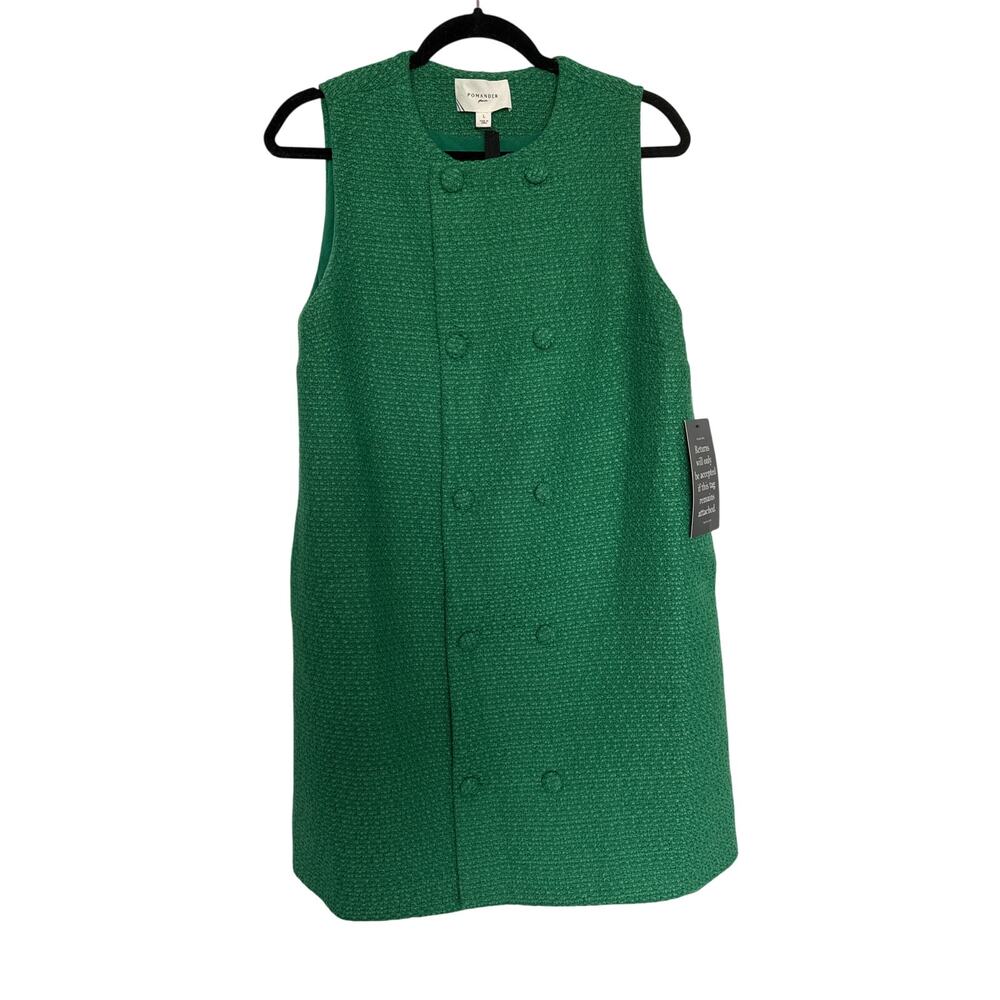 NWT Tuckernuck Pomander Place Emerald Green Tweed Bianca A-Line Dress, L